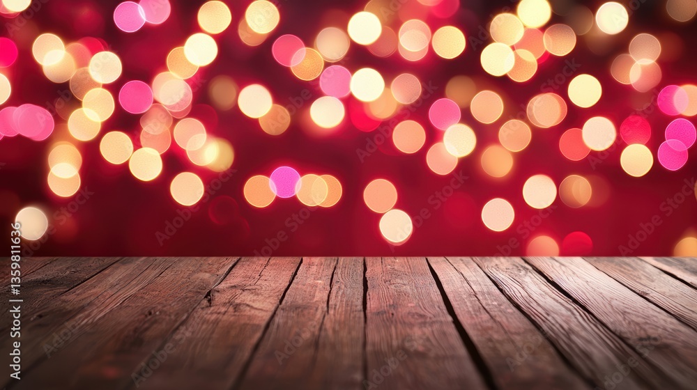 Poster elegant macro shot of wooden table top with beautiful bokeh background