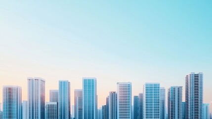 Fototapeta premium Urban skyline at dusk city center high-resolution image modern architecture panoramic view urban development concept