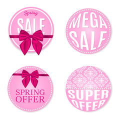 set of soft pink round stickers for spring sale