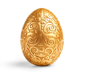 Golden Easter egg with patterns. Isolated