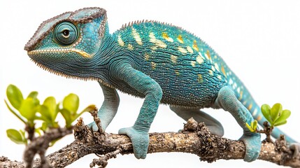 Obraz premium Vivid Blue Chameleon on Branch