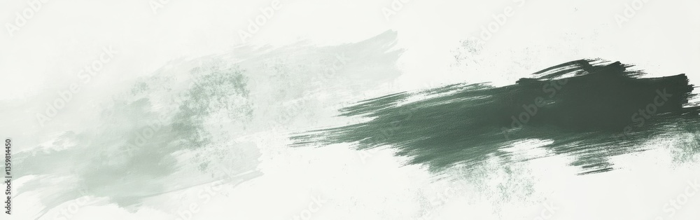 Poster soft green brush strokes on a white background create a calming and artistic design for modern decor