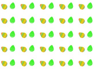 Seamless pattern of colorful Easter eggs with a cheerful and unique design suitable for Easter-themed decorations, textiles, and graphic backgrounds.