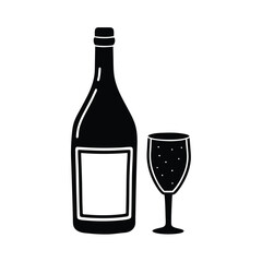 bottle and glass of wine vector illustration