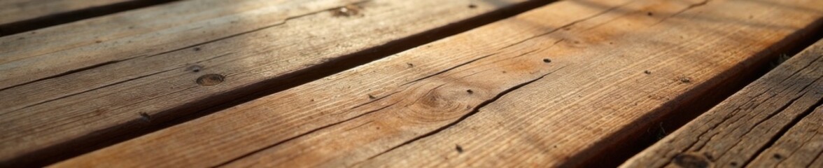Obraz premium Close-up view of wooden plank with subtle cracks, cracks, wooden