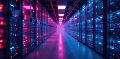 Fototapeta premium Cloud computing data center, networks, servers