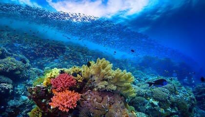 Colorful Underwater Coral Reef with Tropical Fish