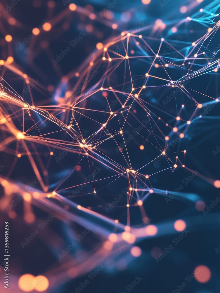 Poster neural network artificial intelligence tech low poly abstract background