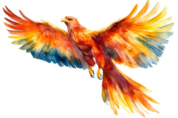Obraz premium Realistic watercolor portrait of flying phoenix