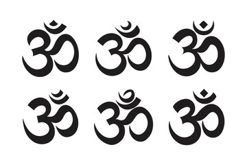 aum om ohm symbol icon set vector