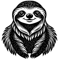 Obraz premium Playful Sloth Illustration: An engaging illustration of a sloth, captured in a friendly and cheerful pose, highlighting the charm and unique features of the animal.