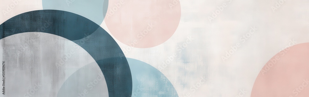 Poster Minimalist abstract design featuring pale blue and circles in a harmonious composition with soft tones