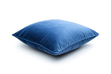 Stylish Blue Velvet Pillow on White Background for Home Decor