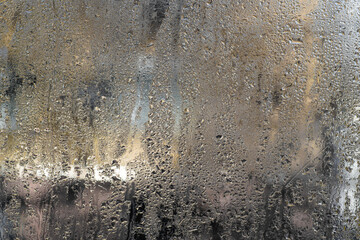 water drops on wet glass abstract
