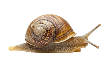 Garden snail isolated on transparent background.