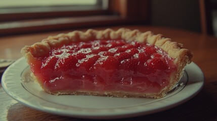 Obraz premium Rustic Strawberry Pie Slice, Kitchen, Window Light