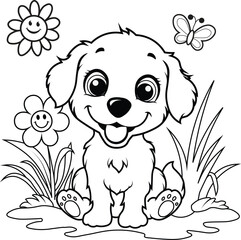 Obraz premium Dog Vector Art, Colouring Book Template.