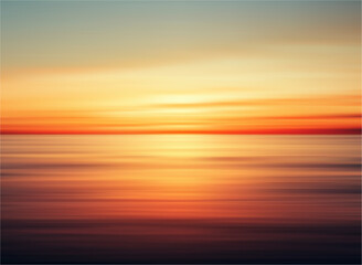 Fototapeta premium Vibrant Sunset on Calm Ocean Horizon Displaying Blurred Color Gradient Background Illustration.