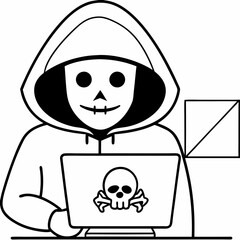 Cyber Attack Hand Drawn Illustration