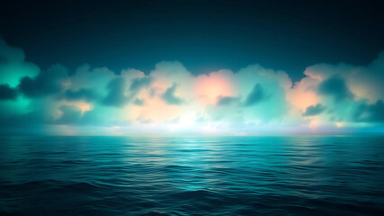 Fototapeta premium Soft emerald clouds reflecting iridescent colors.