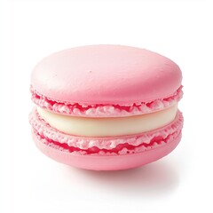  A pink macaroon on a white background