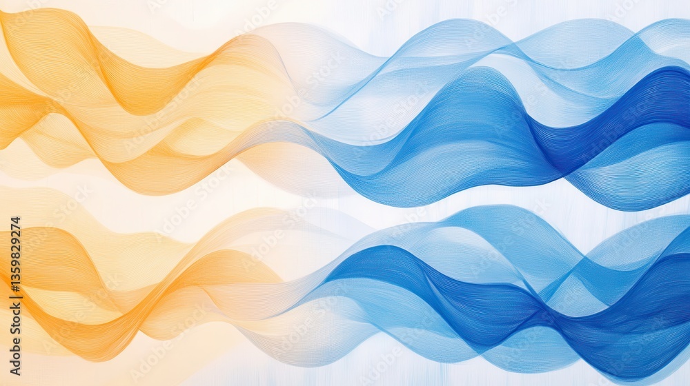 Poster Abstract gradient of pencil strokes in warm and cool colors blending harmoniously on a textured background