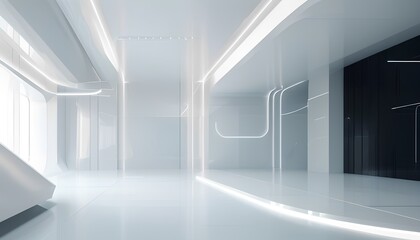 Minimalist White and Silver Tech Background with Soft Floating Glows