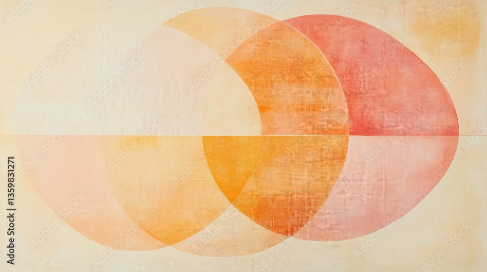 Aufkleber abstract blending of pastel amber and coral arcs creates a harmonious visual experience in soft colo