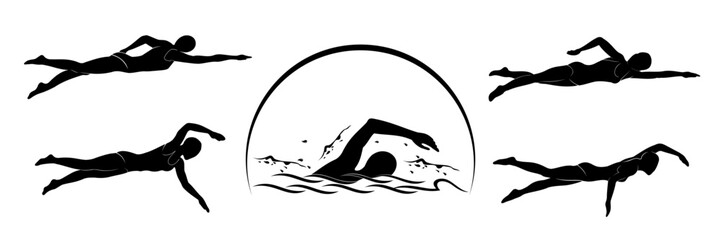 swimming illustration vector 6