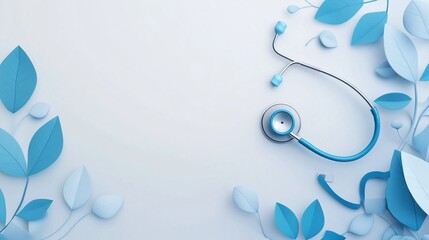 Medical background with a stethoscope, blue gradient, and copy space. Ideal for healthcare banners or web design.