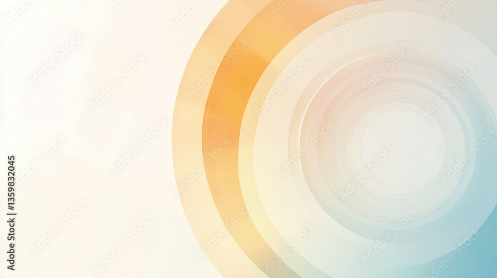 Poster Circular gradient showcasing soft pastel colors with a blend of warm and cool tones, creating a serene and balanced composition