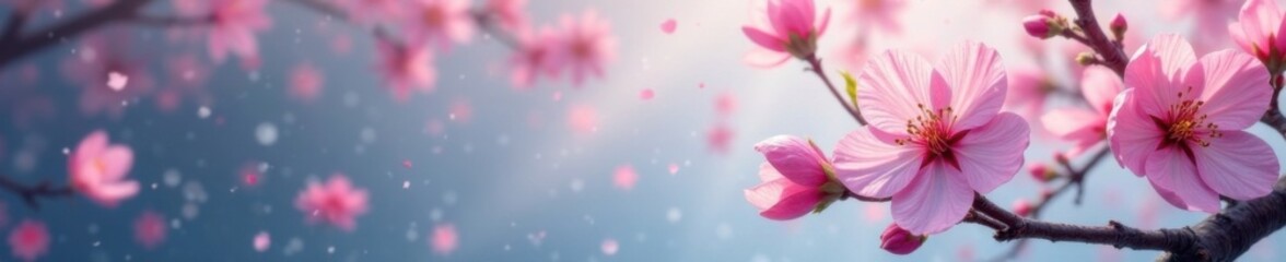 Obraz premium Delicate abstract sakura petal pattern falling in a mesmerizing winter scene, background, sakura, nature