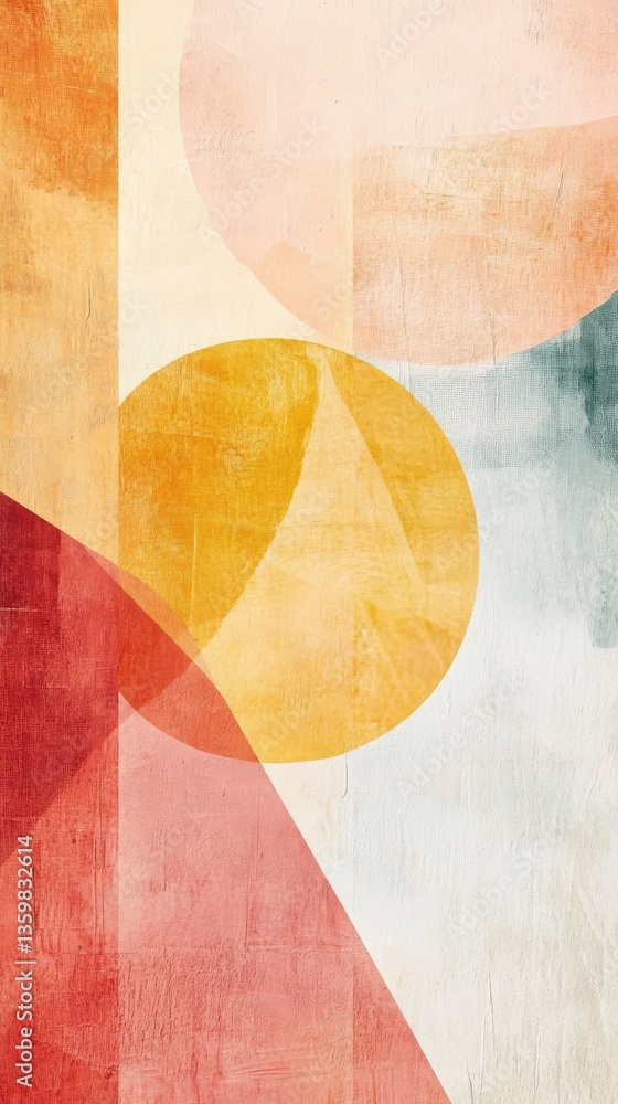 Poster Warm-toned abstract design featuring soft peach and vibrant circular shapes in a harmonious composition