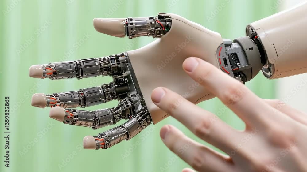 Poster robotic hand symbol of innovation and precision in automation and mechanical engineering for industr