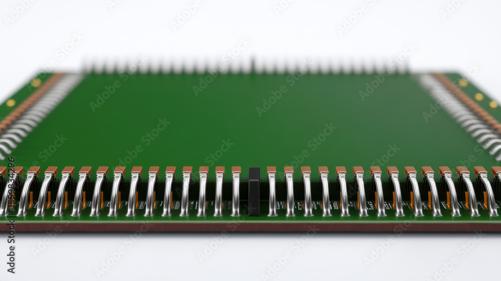 Aufkleber close up view of microchip showcasing its intricate design and connections, representing advancement