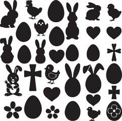 Fototapeta premium SET VECTOR VARIOUS EASTER EGGS SILHOUETTES