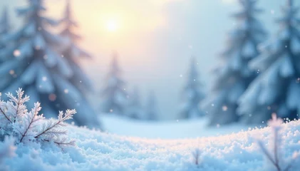 Fototapete Rund Delicate snowflake border adorning a simple, snow-covered landscape, frozen, landscapes © เดือน สุขทั่วญาติ