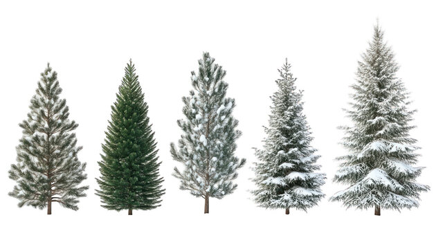 Snowy Trees Winter Nature Images isolated on transparent background