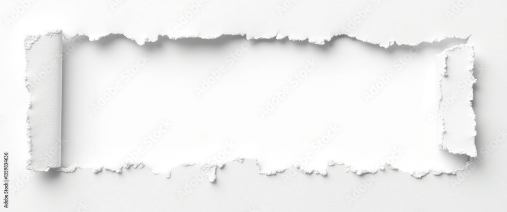Poster torn paper on a white backdrop with a clipping path