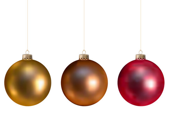 Boules de No&euml;l gamme chaude, attaches dor&eacute;es