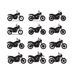 motorcycle bike icons set silhouette vector design illustrations