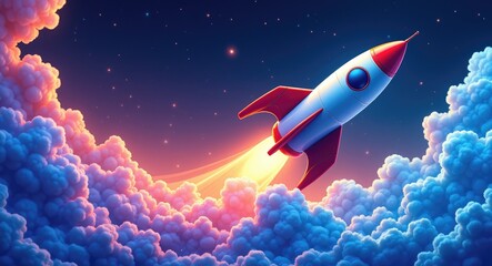 Fototapeta premium An illustration of a rocket in orbit designed for children's coloring sheets.