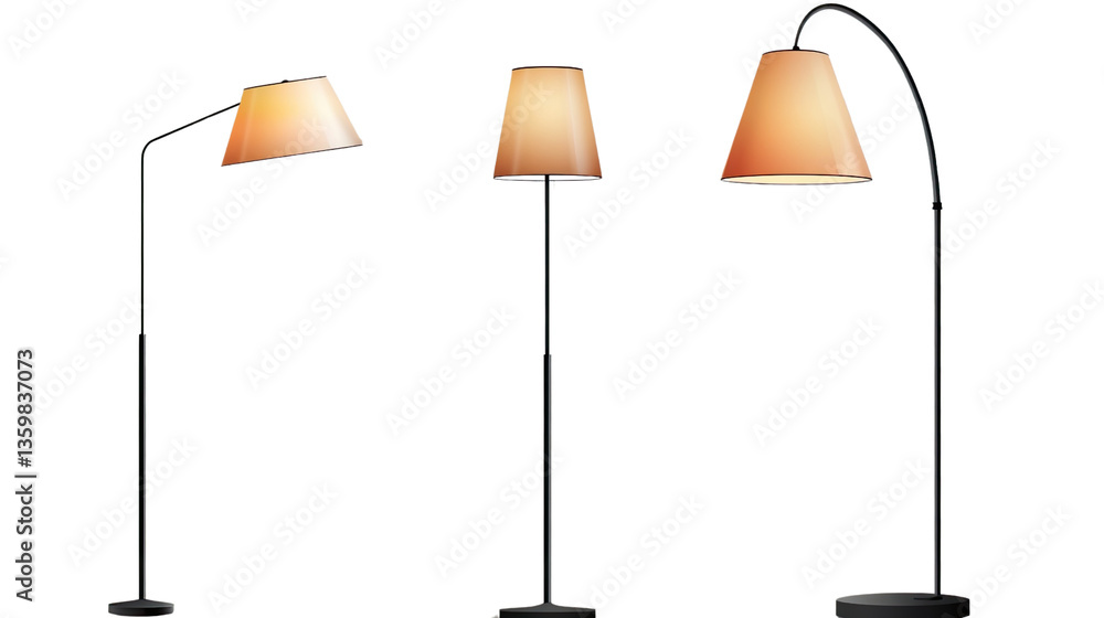 Poster elegant trio: showcasing three distinct floor lamps with minimalist design elements and a neutral co