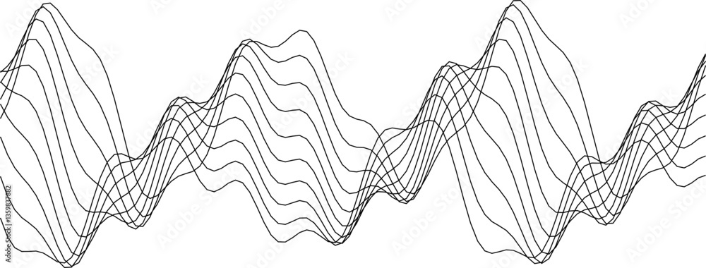 Poster abstract waveform pattern featuring dynamic lines for modern design and digital projects.