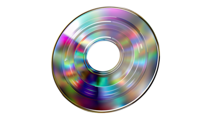 CD of Rainbow Reflection: An iridescent CD shimmering with a spectrum of colors, a modern emblem of digital storage and multimedia, ready to play your digital world.