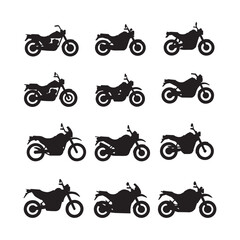 Obraz premium motorcycle bike icons set silhouette vector design illustrations