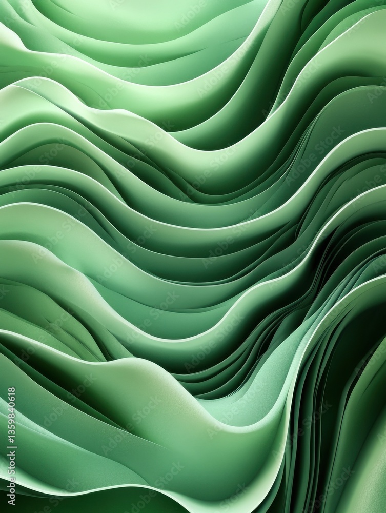 Aufkleber abstract green pattern featuring curved layers creates a fresh and vibrant visual, ideal for backgro