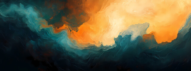 Celestial Symphony: A breathtaking artistic depiction of swirling clouds and ethereal forms, with vibrant colors that evoke the magnificence of a sunset, capturing the energy of transformation. 