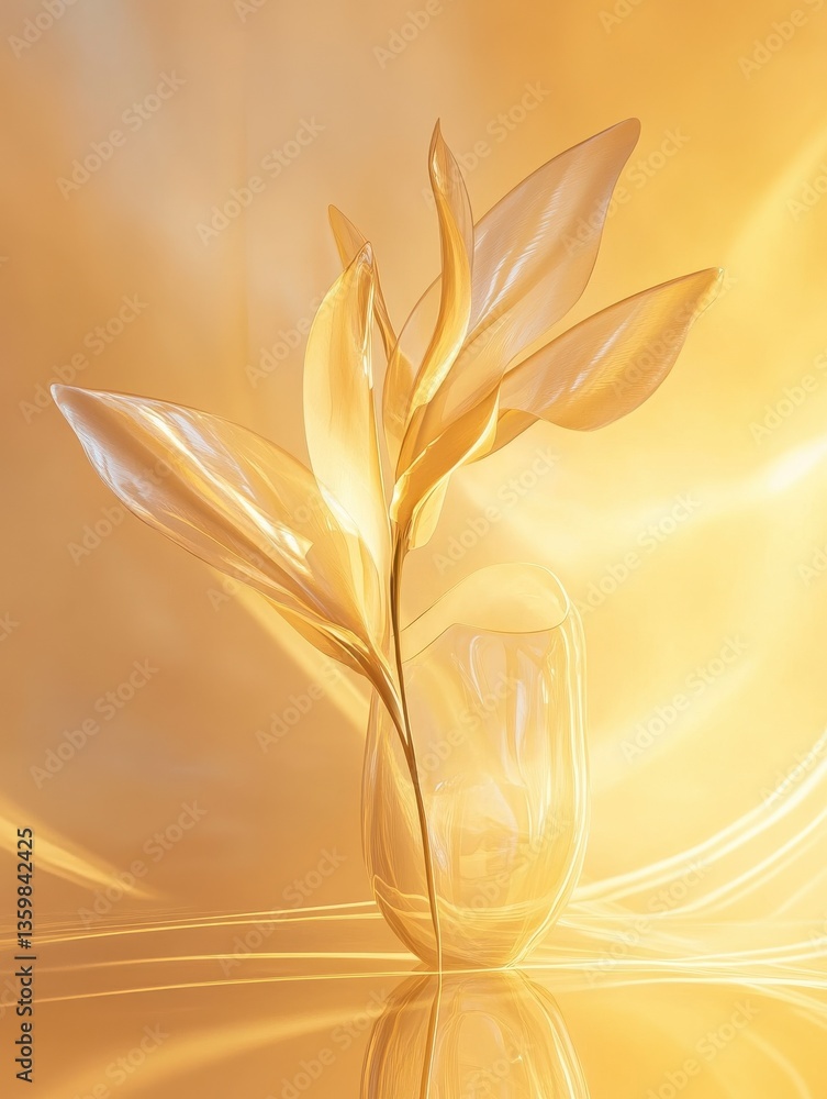 Poster a soft yellow gradient background with gentle, flowing light streaks creating a minimalist and elega