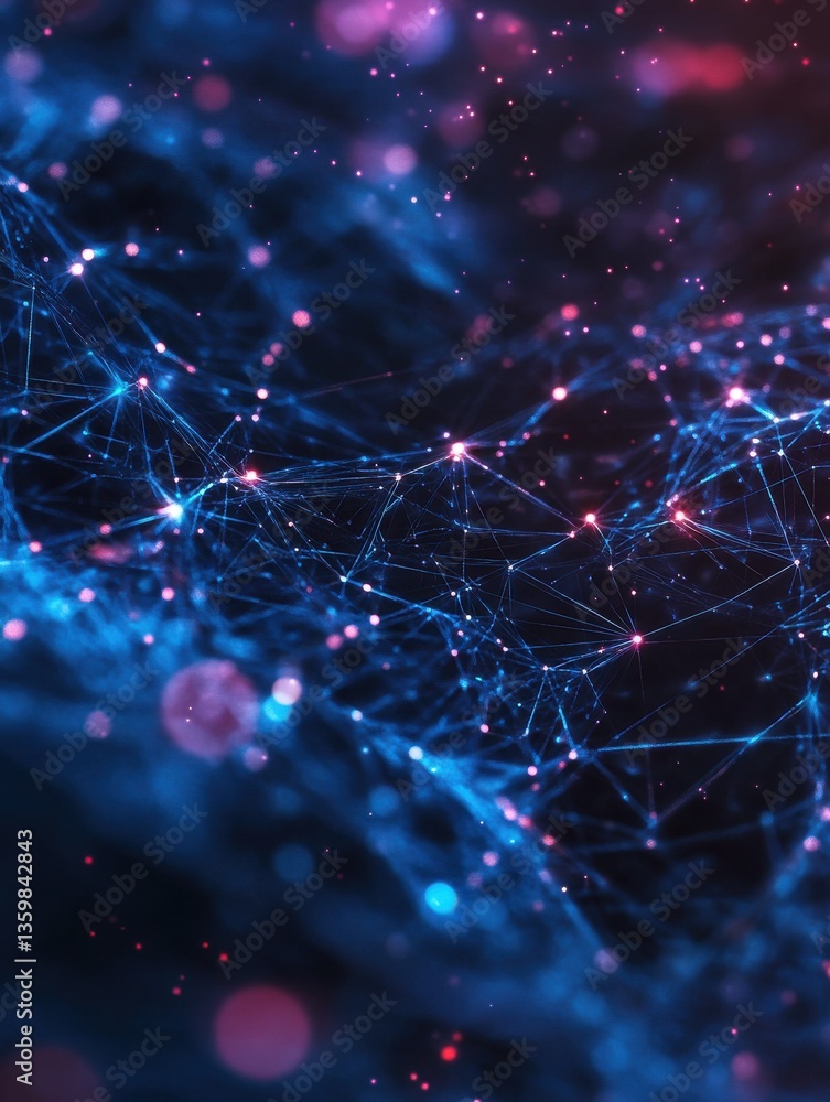 Poster neural network artificial intelligence tech low poly abstract background
